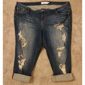 Torrid Denim Jeans Womens Size 20 Blue Straight Stretch  Distressed Pants